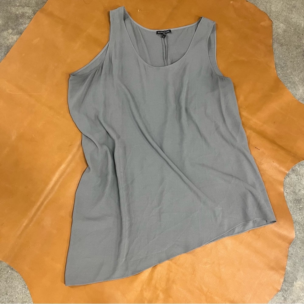 Eileen Fisher Silk Tank Top L Gray